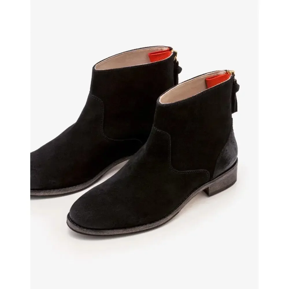 Boden Black Suede Kingham Ankle Boots Sz EU40 /US10 Classic Minimalist Academia